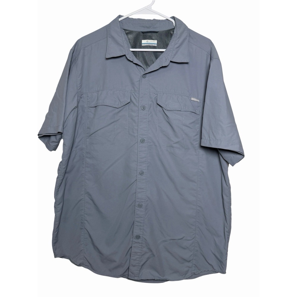 Columbia Men's XL Tall Gray Short Sleeve Fishing Hiking Utility Shirt Gorpcore
